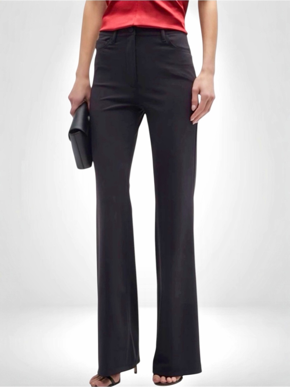 Theory Demitria High-Rise Precision Ponte Flared Women’s Black Pant Trouser NEW